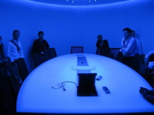  This is Vodafone’s “decision room,” where company strategy is formed. It’s kept blue so that people don’t get “too comfortable” when making big decisions. The Blue Man Group could totally spy on these meetings.