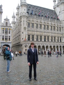 Me (Chris) standing in Grand Place, Brussels, Belgium where we traveled to visit the de facto headquarters of the E.U.