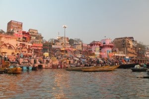 Boats docked at the docks of the Ganges river