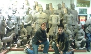 Posing with the Teracota Warriors (the replica warriors)