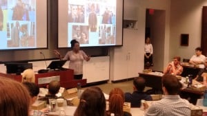 Goizueta alumna - Rhonda Fischer, Class of 2013, in action sharing her experiences as a student with the One Year MBA Class of 2015-16
