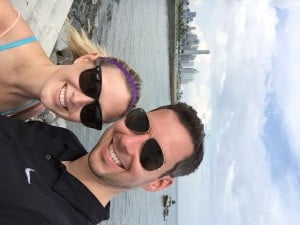 Sarah and I taking our obligatory selfie in front of the Panama City skyline