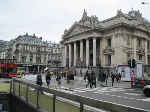 Finishing up our walking city tour of Brussels, Belgium at the Belgian stock exchange. How appropriate for MBA students!