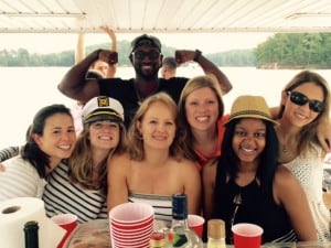 A group of 2017 EvMBAs enjoying Boat Day on September 12, 2015 at Lake Allatoona.  