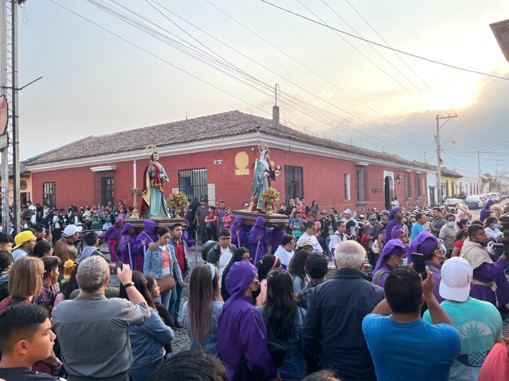 Observing a procession for Semana Santa (Holy Week).