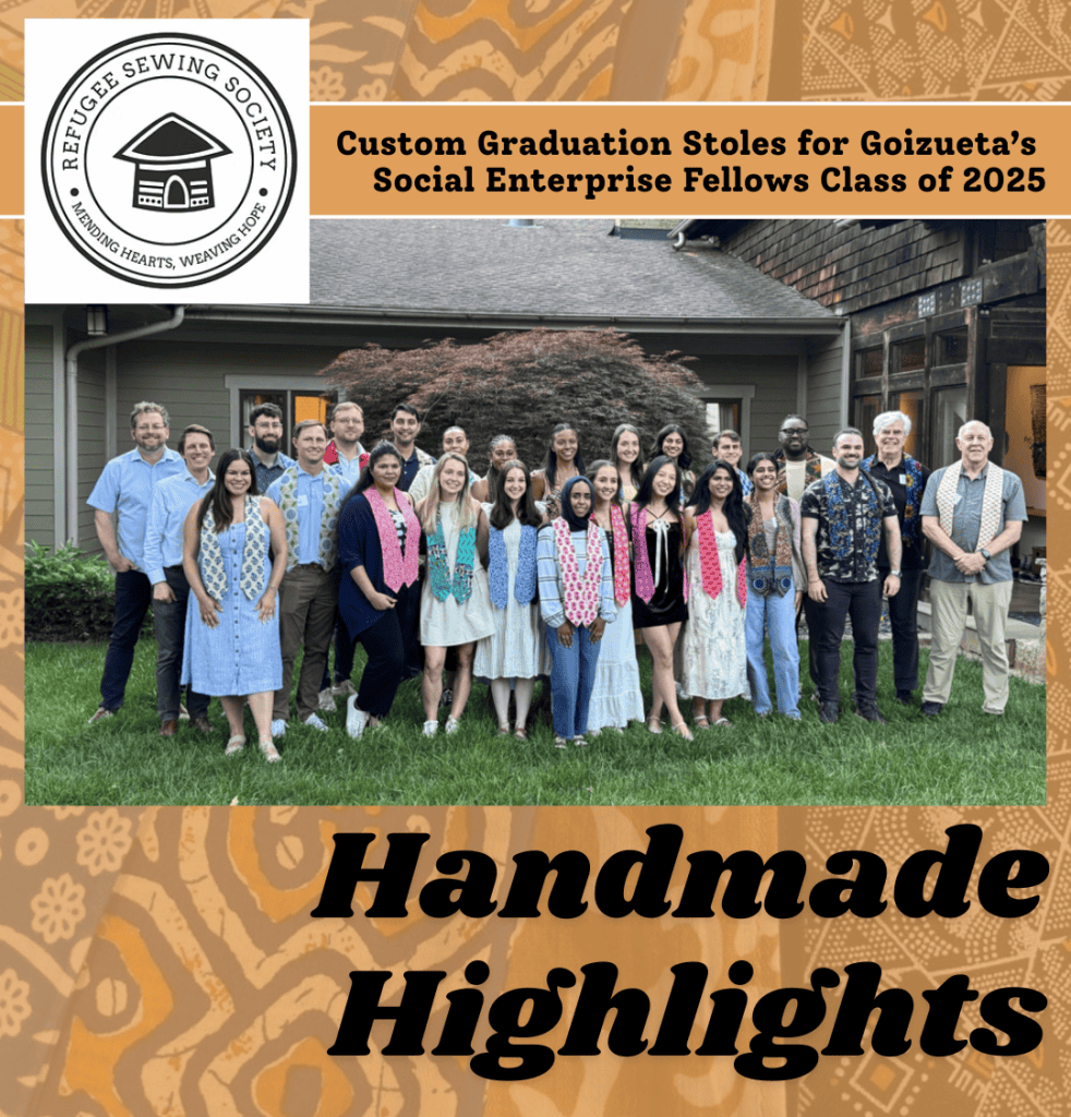 Refugee Sewing Society with custom graduation stoles