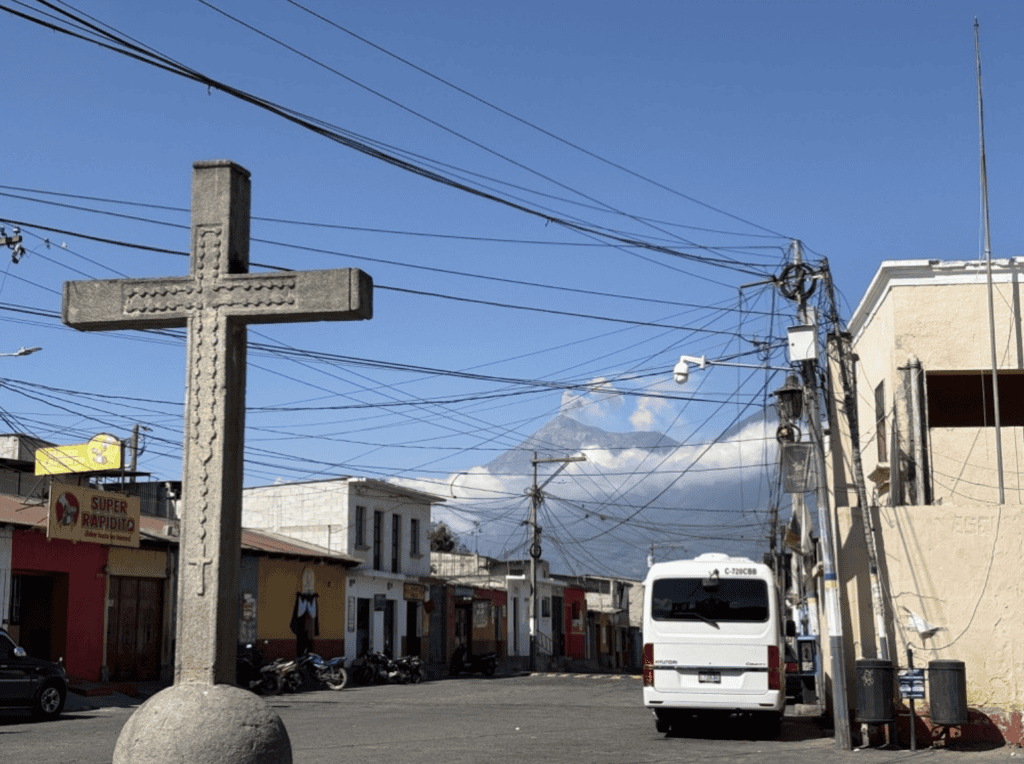 One of the periodic eruptions of Volcán de Fuego from San Miguel Escobar