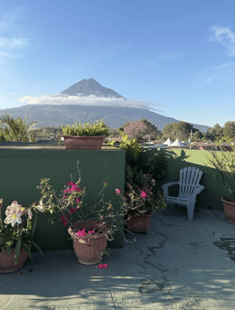 Volcán de Agua in the morning from the rooftop of our hotel